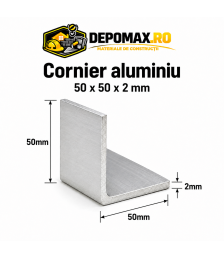 Cornier aluminiu 50 x 50 x 2 mm, 6 metri (EN AW-6060)